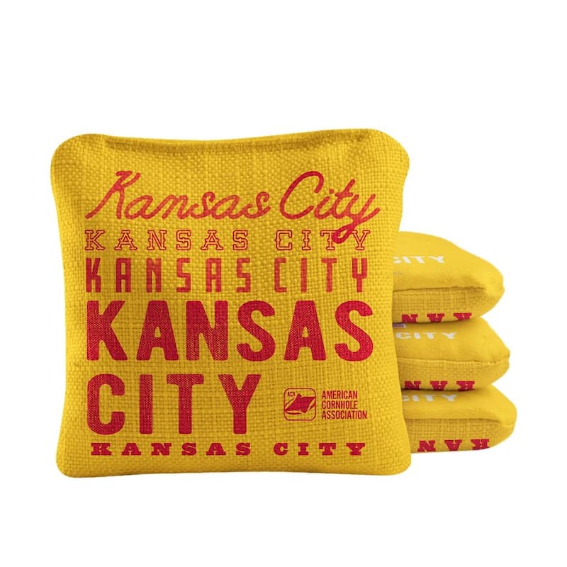 Kansas City Football Yellow Dual Sided Cornhole Bags