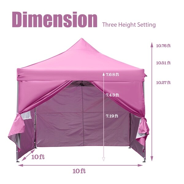 Zenova 10'x10' Pop up Canopy Tents with 4 Sidewalls Portable