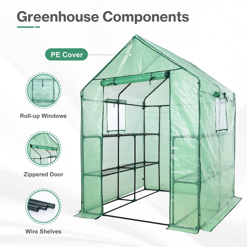 Aoodor Walk-in Greenhouse with 4 Shelves