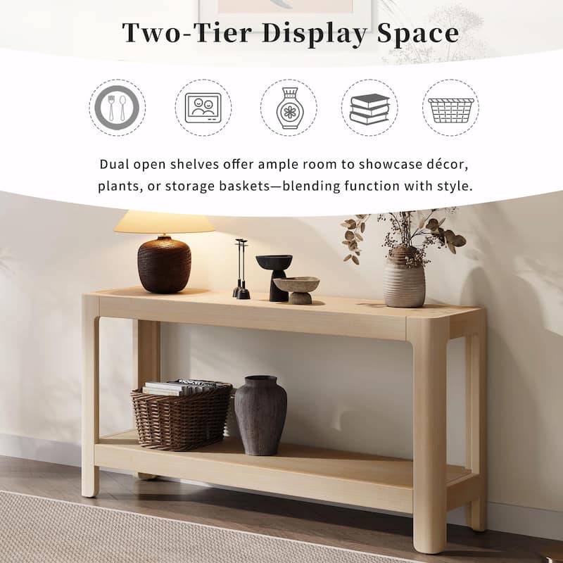 Modern Farmhouse Console Table, Elegant Minimalist Design with Premium Wood Veneer and Rounded Corners