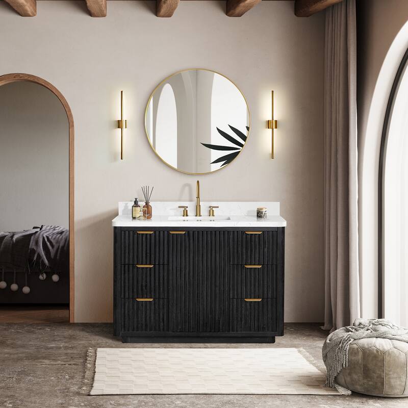 Cadiz Bath Vanity with Composite Stone Top and Mirror