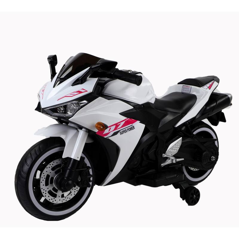 Kids Electric 12V Ride-On Motorcycle with Hand Drive, LED Wheels, and Built-in Music, Perfect Gift for Ages 3-6