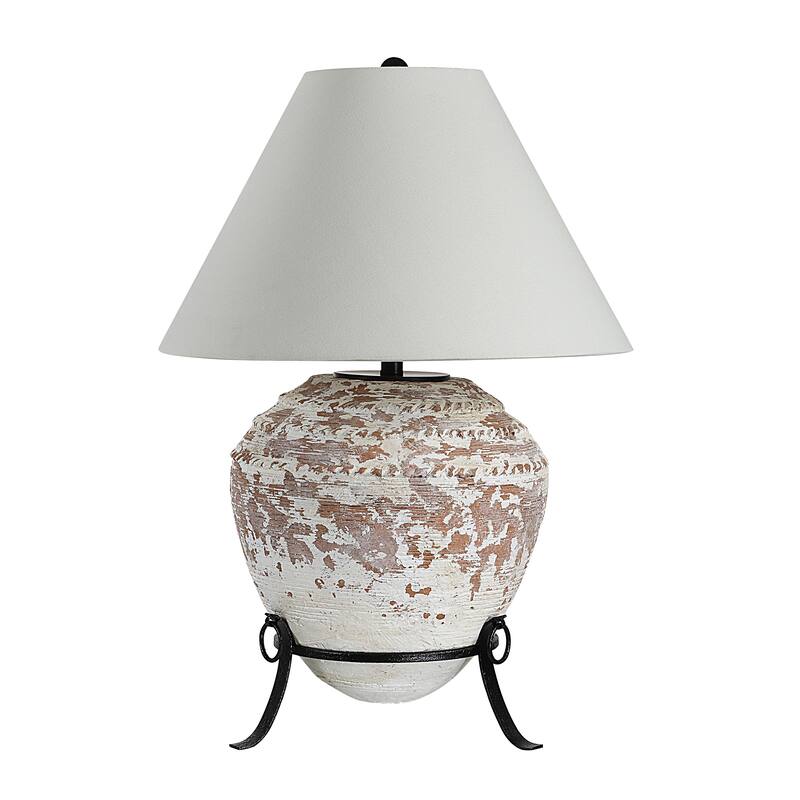 Everren Silis 29.5" Height Table Lamps, Textured Ceramic (Off White And Brown)