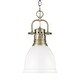 preview thumbnail 1 of 0, Yep by Golden Lighting Duncan 1-light 9in Chain Hung Pendant in Aged Brass and Matte White shade
