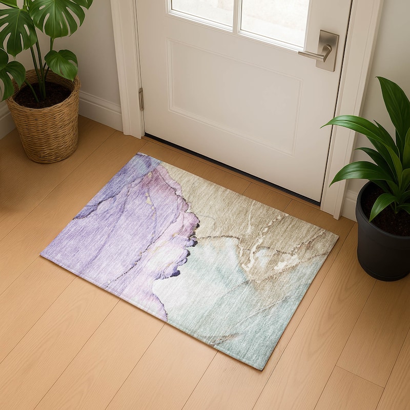 Premium Washable Super Soft Abstract Watercolor Mayfield Rug - Lavender - 1'8" x 2'6"