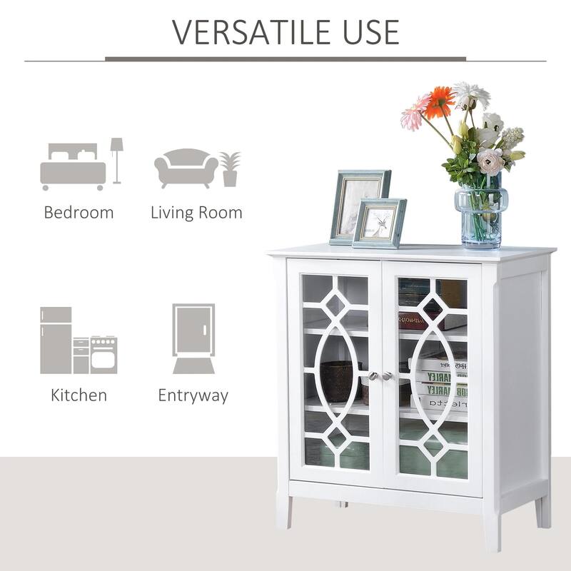 Sideboard Display Cabinet with double Glass Doors,2 Adjustable Shelves