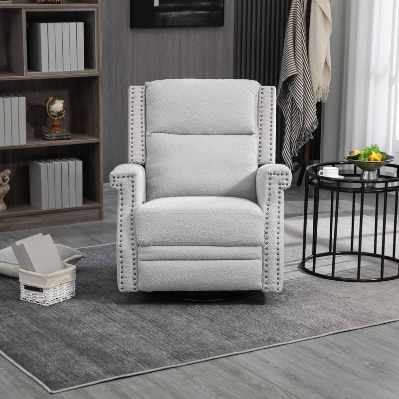Gray Multipurpose Boucle 360° Swivel Glider Rocker Manual Recliner