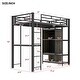 preview thumbnail 9 of 31, Metal Loft Bed with Built-in Wardrobe and Storage Shelves, Twin Size Loft Bedframe with Bulit-in Desk and Hanging Rod for Kids