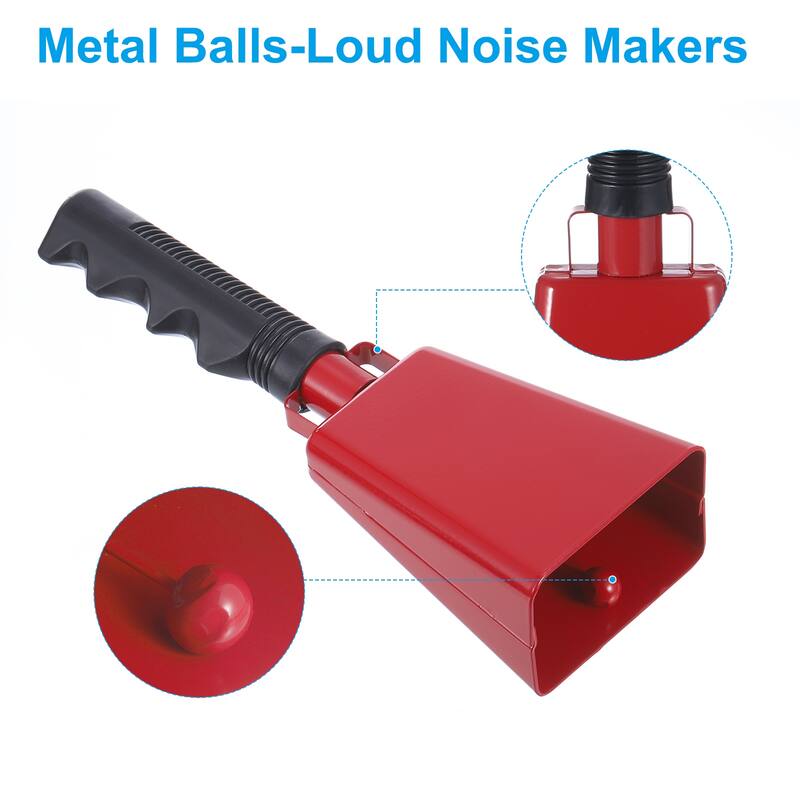 9inch Cow Bells for Football Games, 2pcs Cowbells for Sporting Events - Red