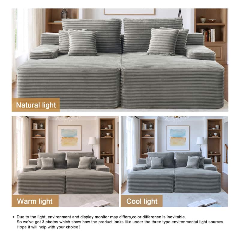 Oversized Upholstered Modular Sectional Chaise Lounge with Pillows