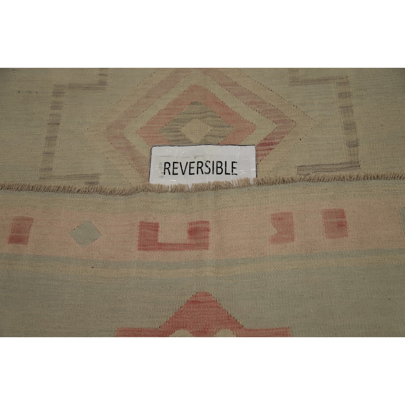 Hand Woven Oriental 100% Wool Carpet Southwestern Tribal Greys & Charcoal Kilim Area Rug - 9' 8'' X 8' 1''