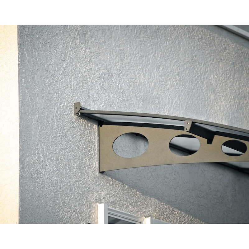 Herald 5 ft. Gray/Clear Door and Window Fixed Awning