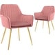 preview thumbnail 1 of 5, Velvet Modern Tufted Vanity Chairs with Gold Metal Legs, Upholstered Accent Armchair, Pink,Set of 2, Gold
