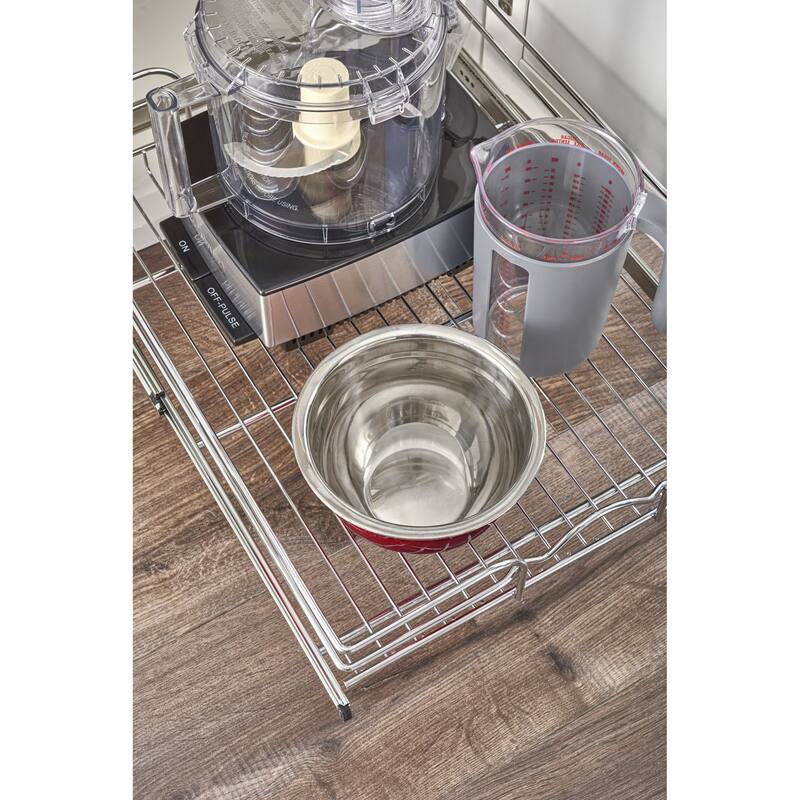 Rev-A-Shelf Pullout Single Basket Organizer for Kitchen Cabinets, 24 x 22 In, 5WB1-2422CR-1 - 23.5"W x 22"D x 6"H