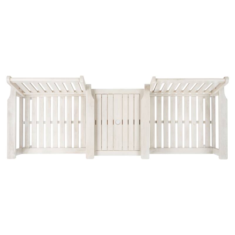 SAFAVIEH Outdoor Kya Solid Wood Twin Seat Bench - 24Wx65Dx35H