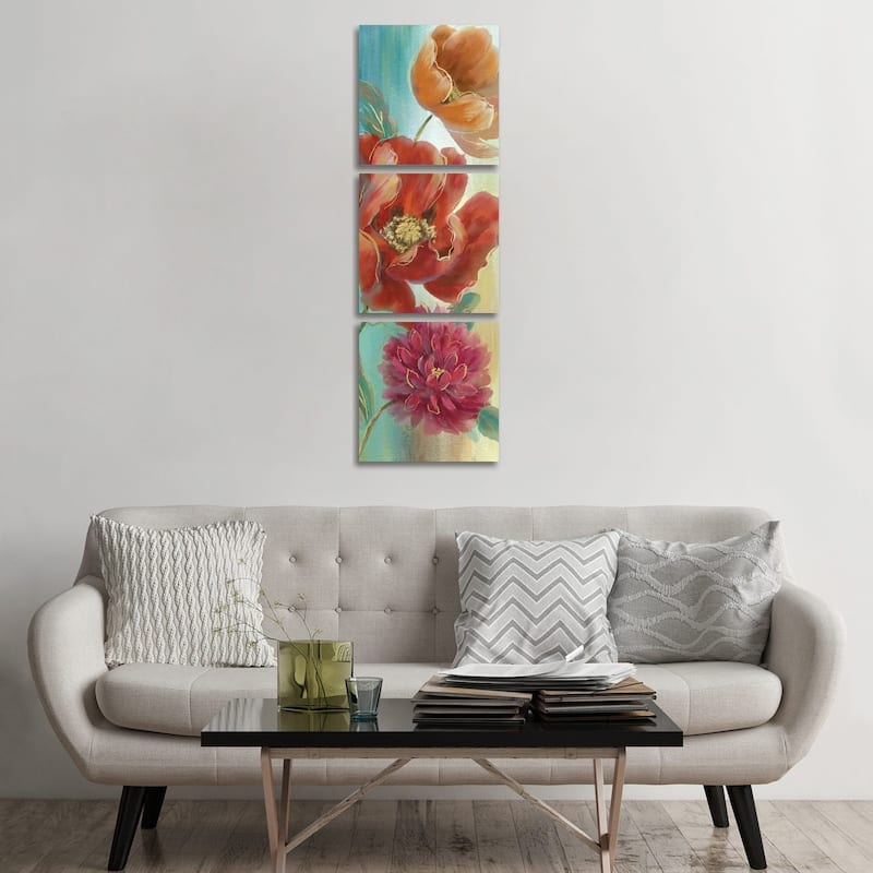 iCanvas "Poppy Panel Red I" by Nan 3-Piece Canvas Wall Art Set