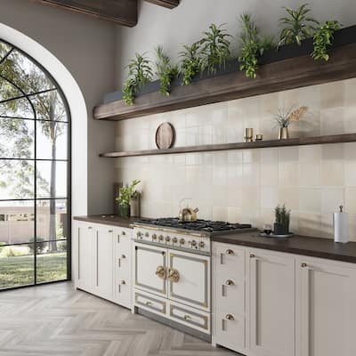 Cadence 8x8 Warm Ivory Porcelain Zellige Square Wall and Floor Tile (12.49 sq ft/case) - 29 Pack