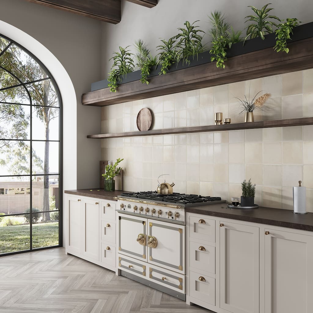 Cadence 8x8 Warm Ivory Porcelain Zellige Square Wall and Floor Tile (12.49 sq ft/case) - 29 Pack