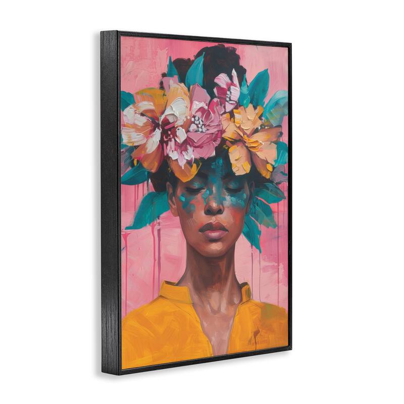 Stupell Woman With Floral Headdress Framed Giclee Art Design By LSR Design Studio