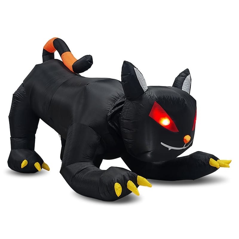 6.5 FT Halloween Inflatables Animated Black Cat with Shakable Head