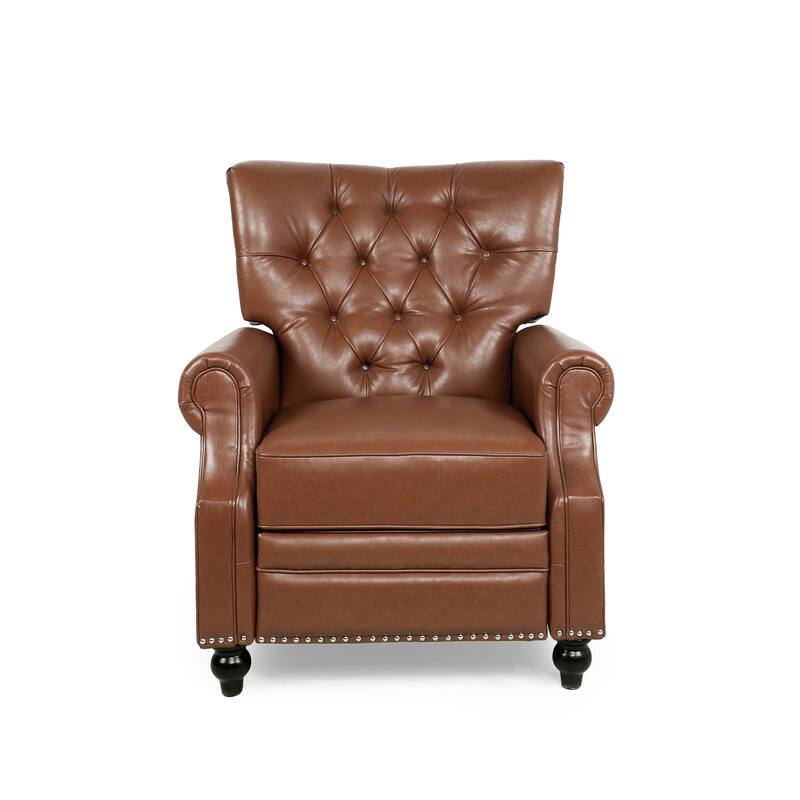 Roomfitters Recliner Chair with Button Tufting and Nailhead Trim, Push-Back Lounge Accent Chair