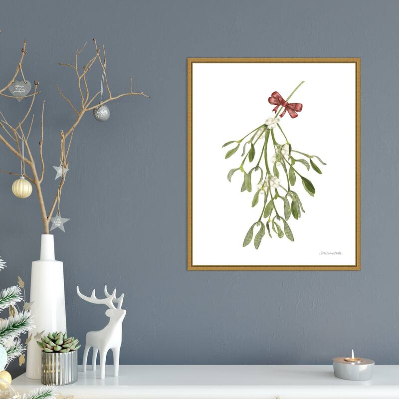 Peace and Joy Mistletoe by Sara Zieve Miller Framed Canvas Wall Art
