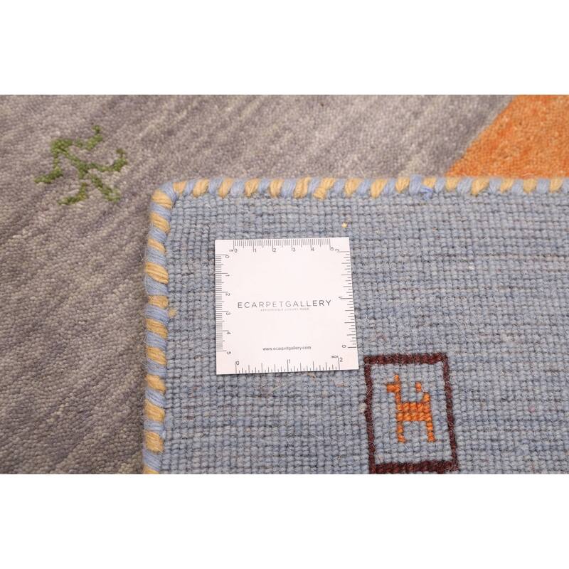 ECARPETGALLERY Hand Loomed Kashkuli Gabbeh Copper, Grey Wool Rug - 6'9 x 9'9