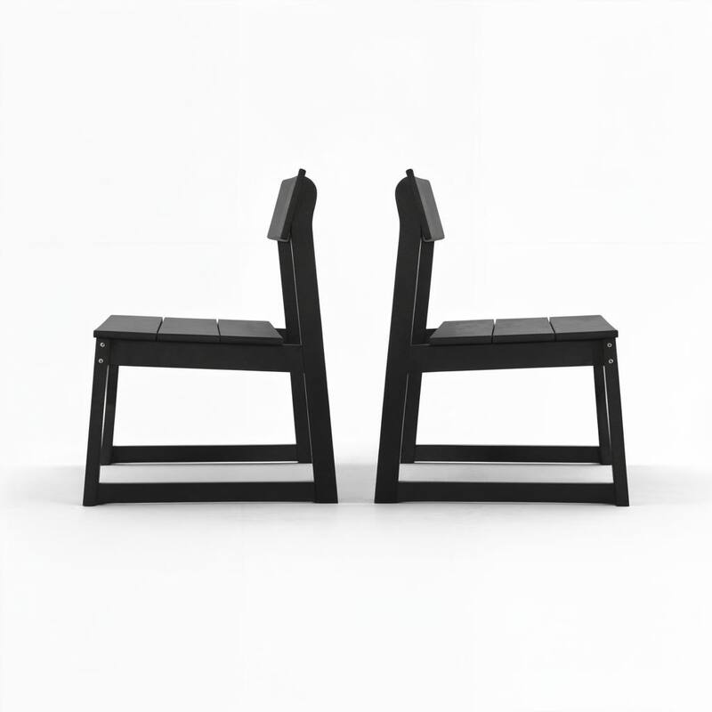 2-Pack HDPE Indoor/Outdoor Dining Chairs, All-Weather Garden & Patio Side Chairs with Modern Backrest