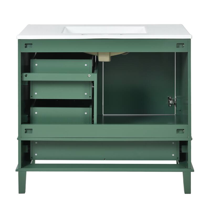 Bathroom Vanity with Sink, Bathroom Cabinet with Solid Wood Frame, Storage Cabinet with Soft Closing Door and 3 Drawers