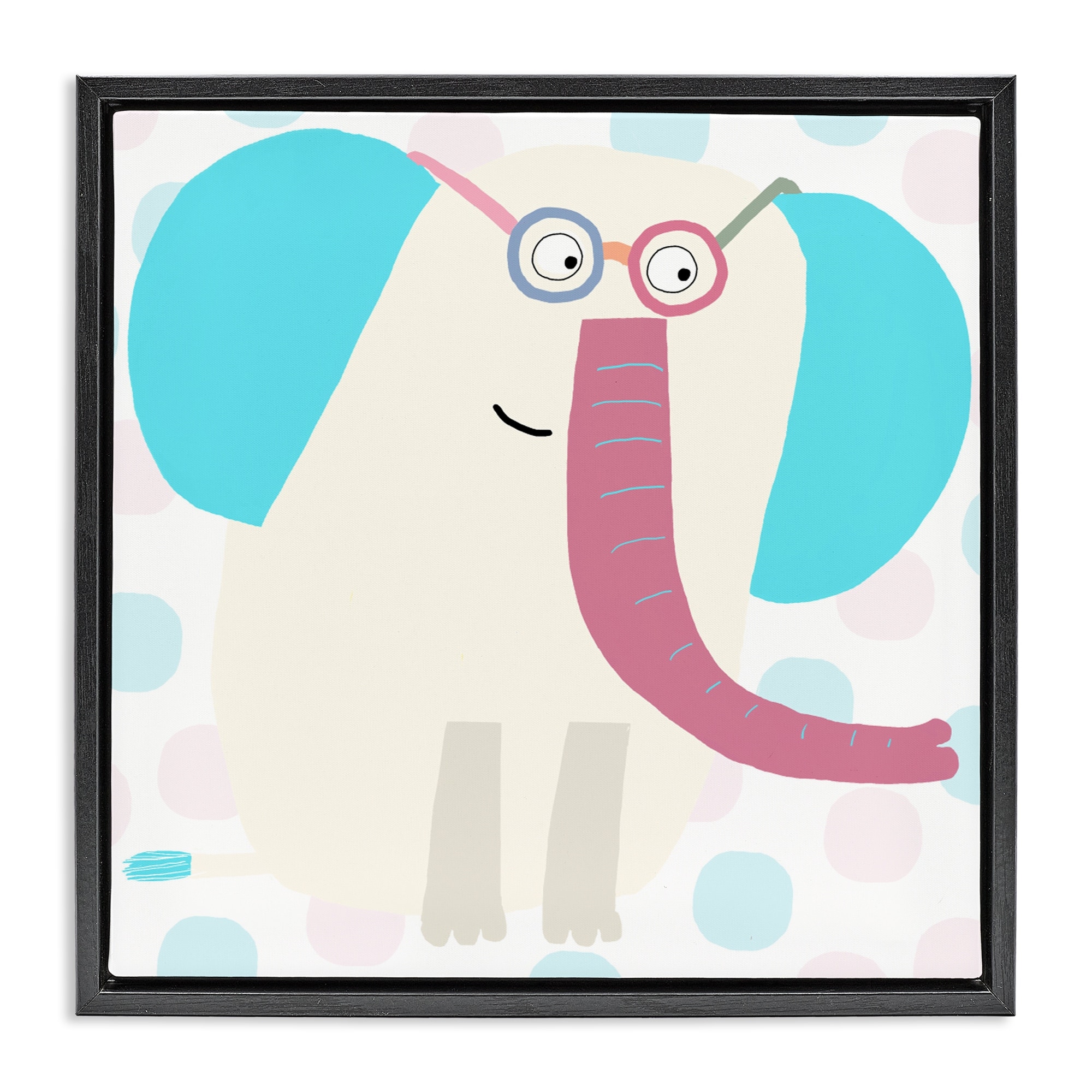 Stupell Electric Blue Elephant Framed Floater Canvas Wall Art Design By Carla Daly