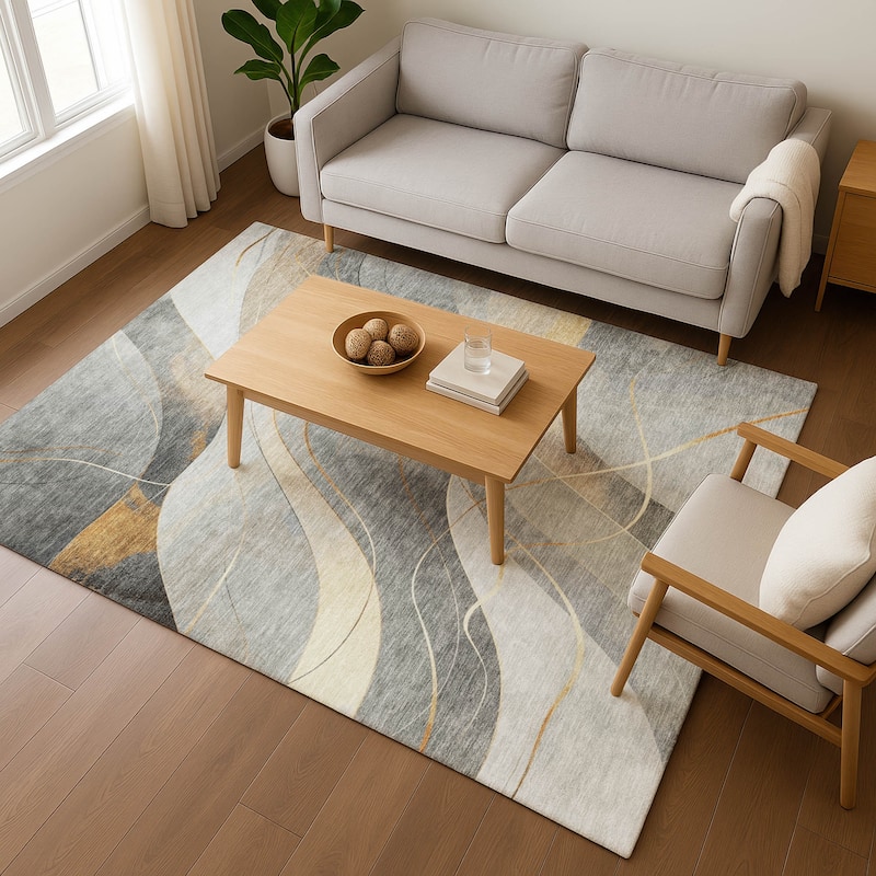 Premium Washable Super Soft Modern Waves Mayfield Rug