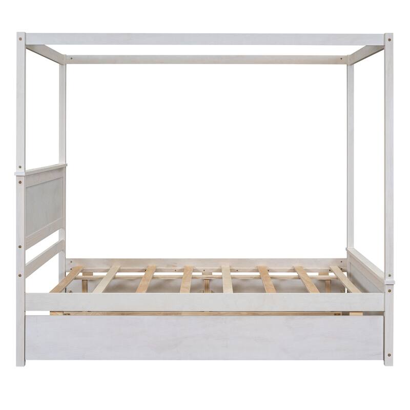 Full Canopy Platform Bed With Slats