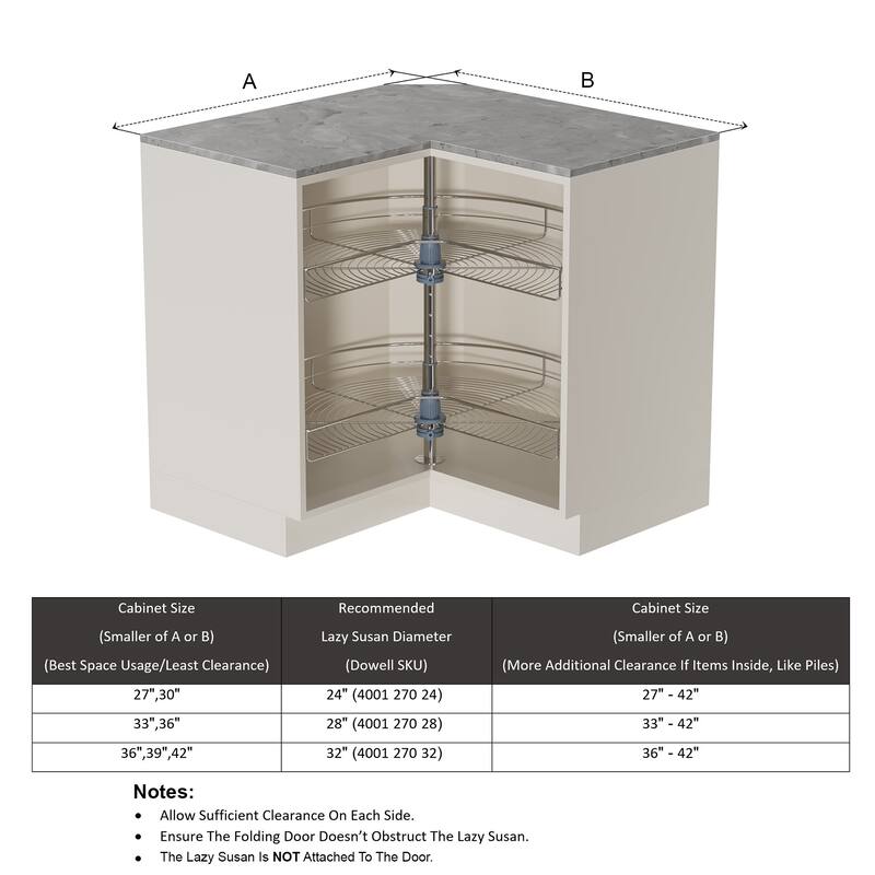 Dowell Lazy Susan 32" Diameter - 270 Degree Double Rack Stainless Steel