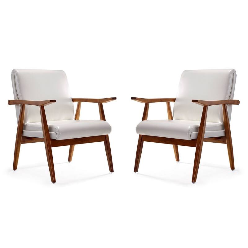 Manhattan Comfort ArchDuke Amber Faux Leather Accent Chair (Set of 2) - White