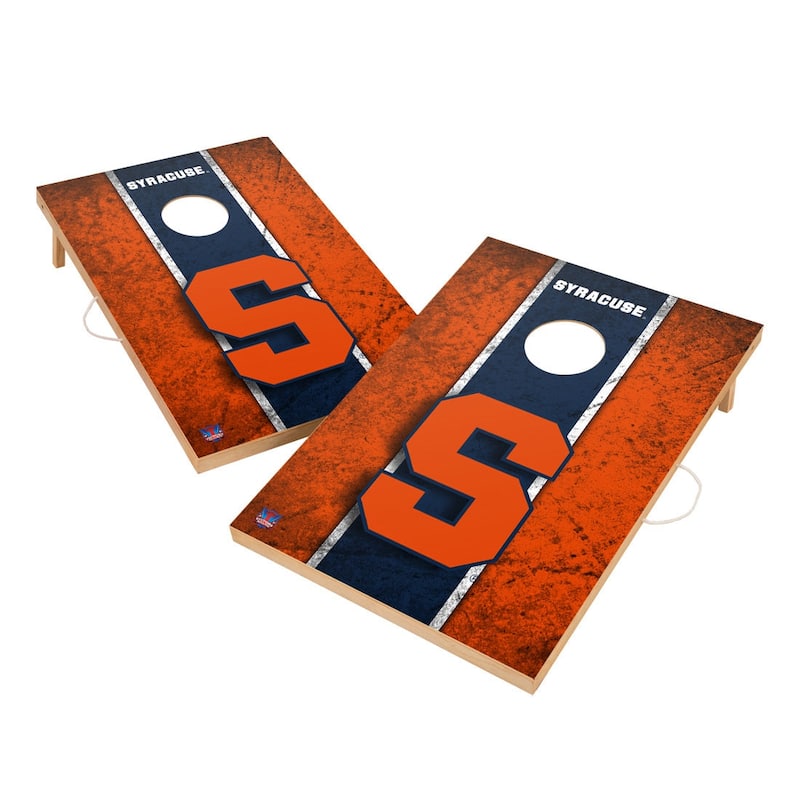 Vintage Syracuse University Orange 2x4 Tailgate Cornhole Boards - Include Team Bags + LED Lights