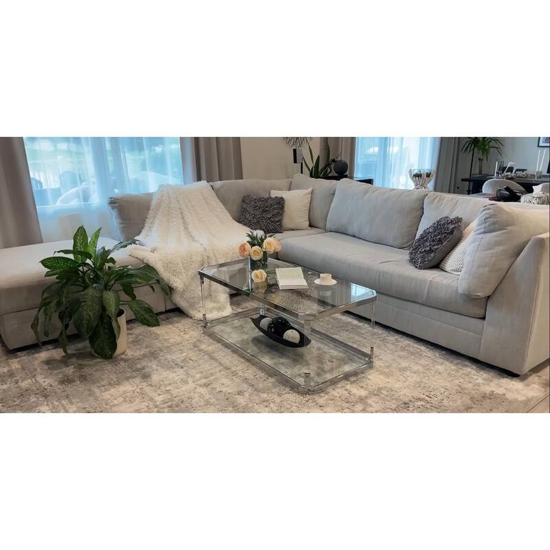Chrome Coffee Tables Glass Coffee Table with Shelf
