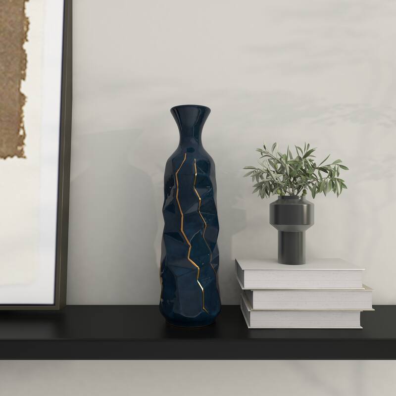 Blue Modern Smooth Glazed Stoneware Vase