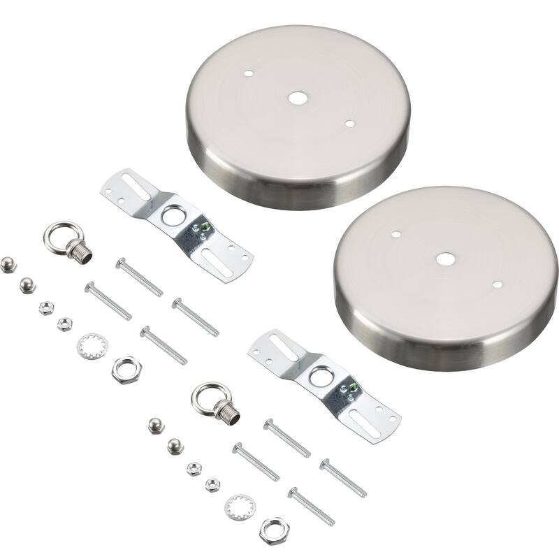 Aspen Creative Contemporary Chandelier&Light Fixture Canopy Kit w/Collar Loop,Brushed Nickel,5-1/8"Dia.,7/16"Center Hole,2PK