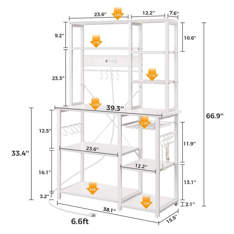 6-Tier Microwave Stand - 39.3"D x 15.5"W x 66.9"H