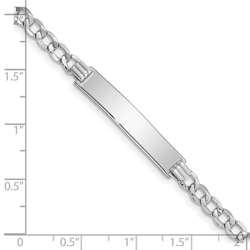 Curata 5.2mm 14k White Gold Engravable Polished ID With Semi solid Miami Curb Bracelet