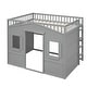 preview thumbnail 18 of 22, Full Size House Loft Bed With Ladder-Gray