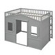 preview thumbnail 36 of 56, Full Size Solid Wood House Loft Bed with Ladder