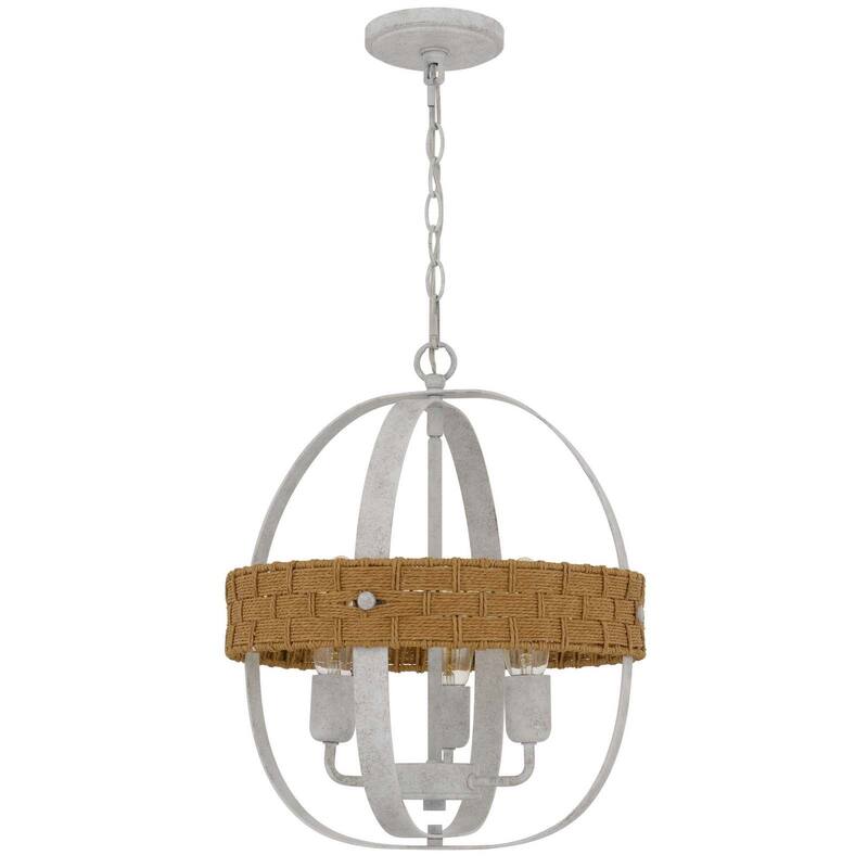 Barton 17.87" Height White Washed Metal Chandelier - One Size
