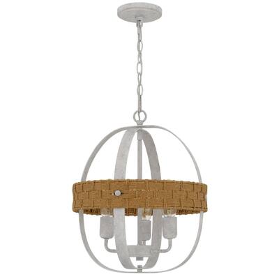 Barton 17.87" Height White Washed Metal Chandelier - One Size