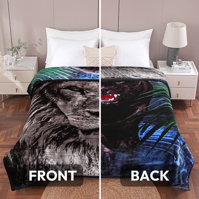 Reversible Mink Blanket Fluffy Fleece Blanket Different Pattern in Each Side