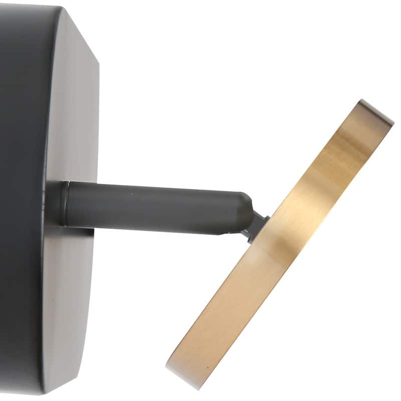 Modern 2-Light Black Gold LED Wall Sconces Bathroom Vanity Lights with Adjustable Shades - 11.8" L x 3.3" W x 4.3" H