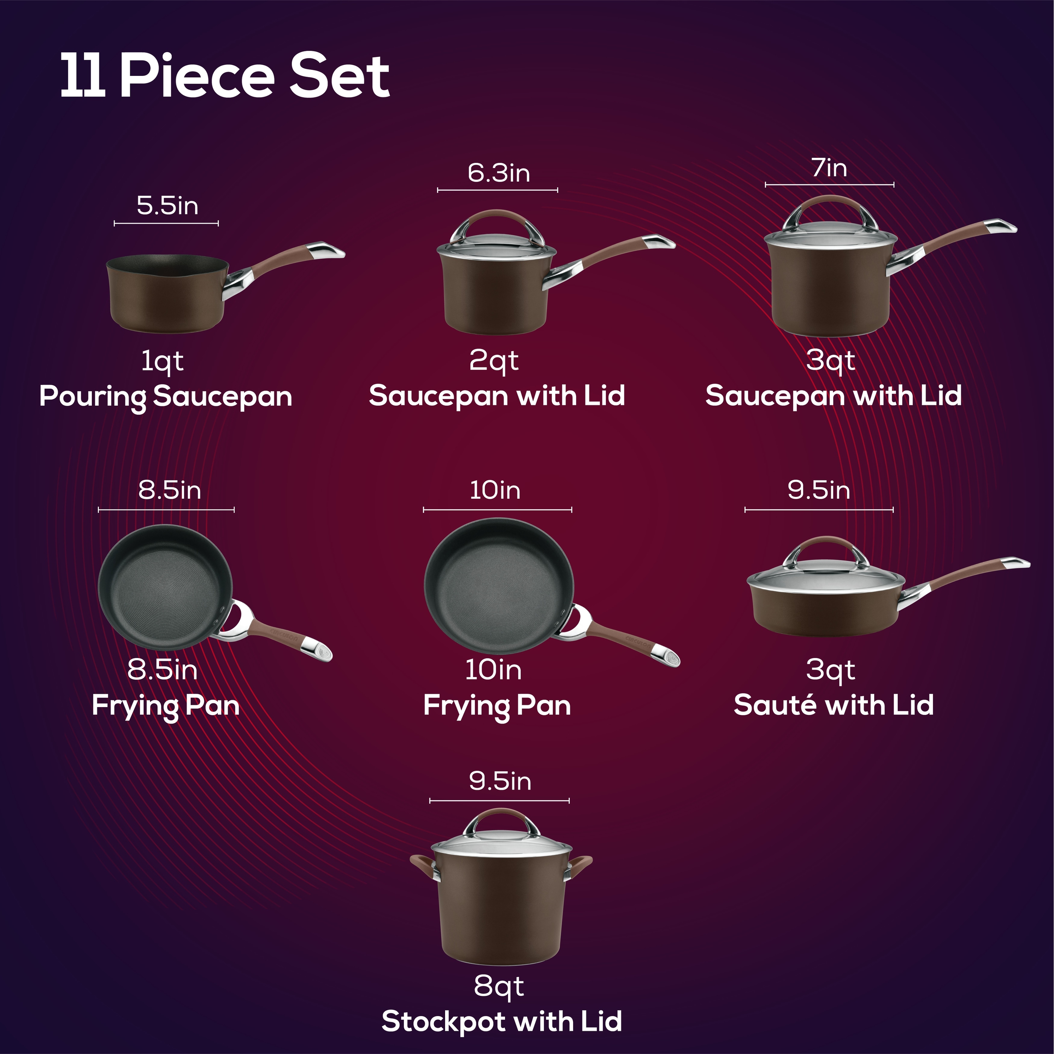 Circulon Symmetry 11-Piece Cookware Set, Chocolate