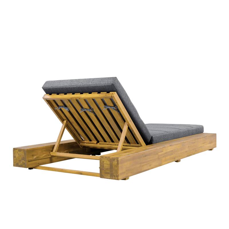 Christopher Knight Home - Amedea Outdoor Acacia Wood Chaise Lounge with Adjustable Backrest & Water-Resistant Cushion