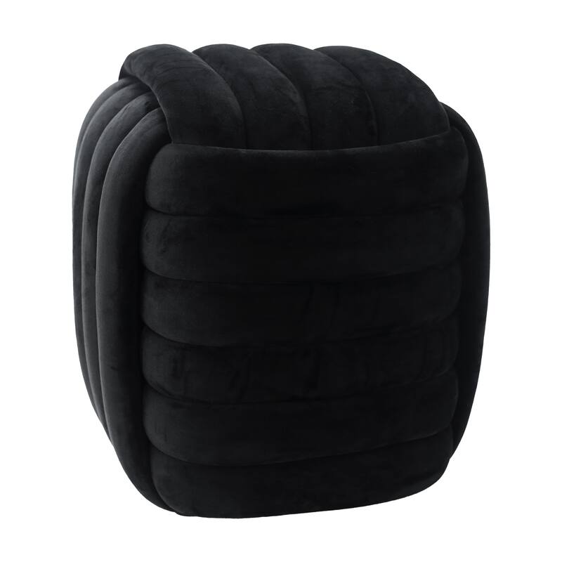 Modern Velvet Cube Knot Accent Stool with Layered Cushion Design