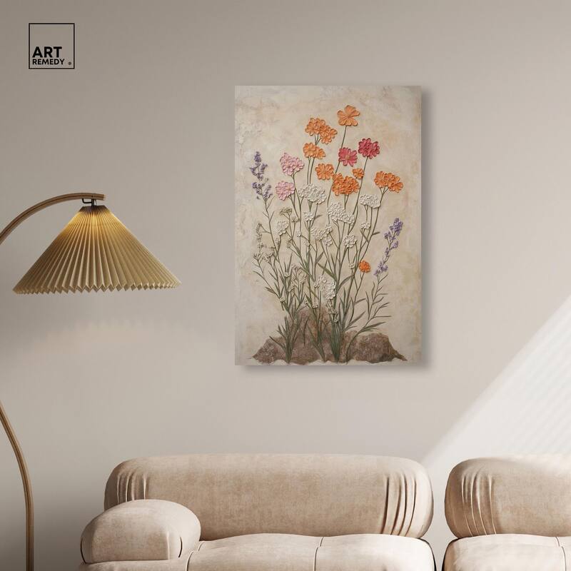 Sculpted Flora Frieze II Canvas by Art Remedy, Gallery Wrapped